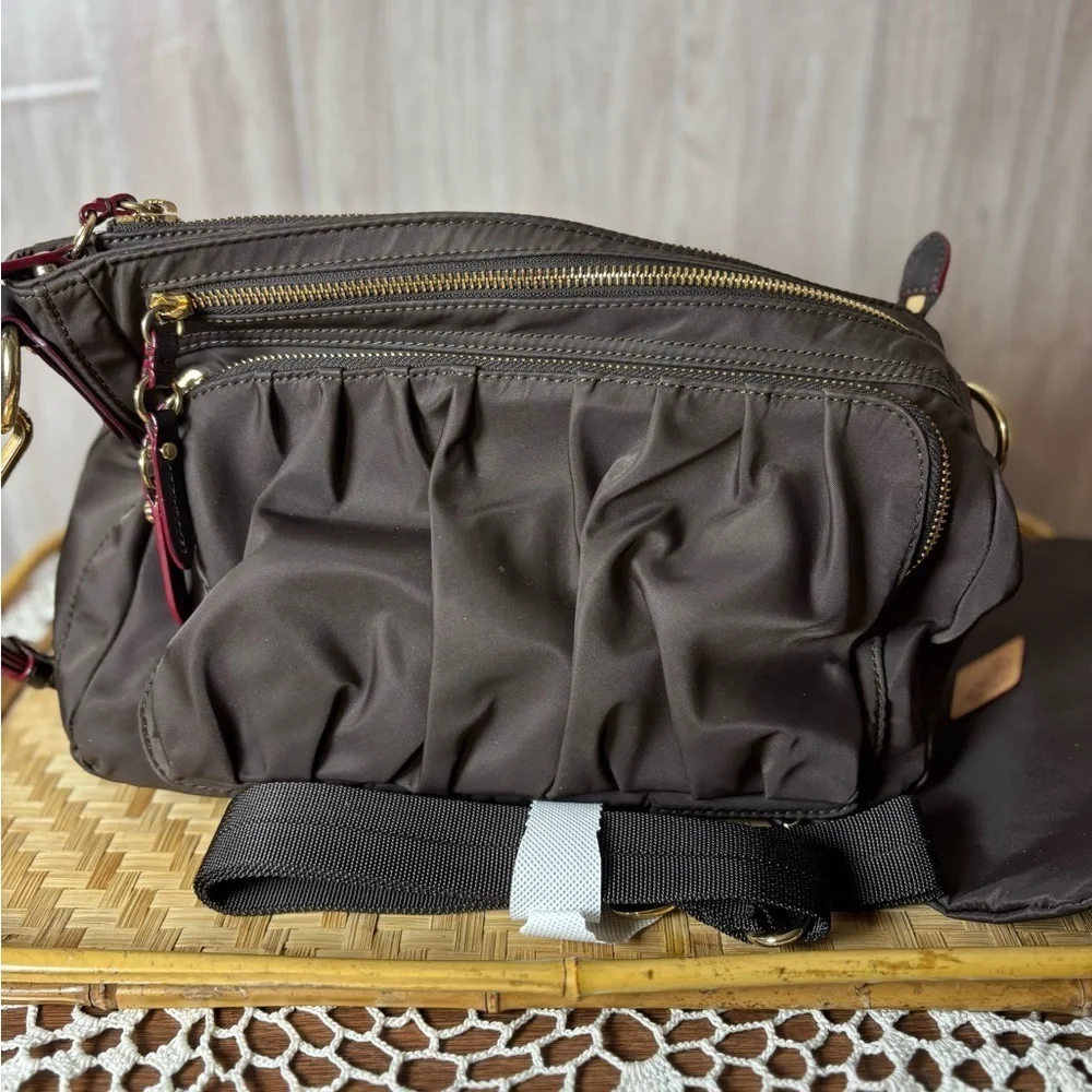 MZ Wallace Paige Nylon Chic Brown Crossbody Bag